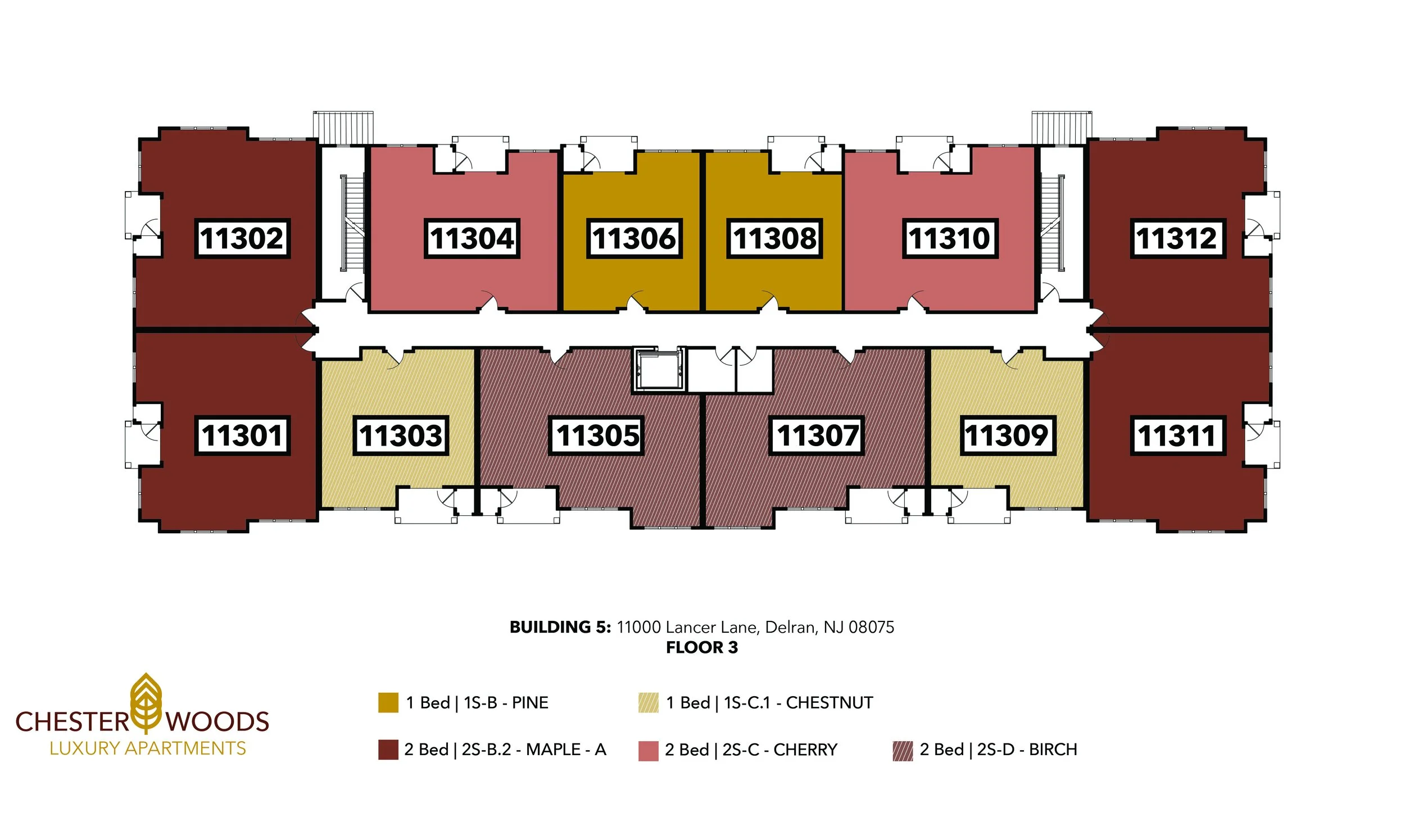 building 5 layout 11000 Lancer Lane LANDING — Chester Woods Luxury